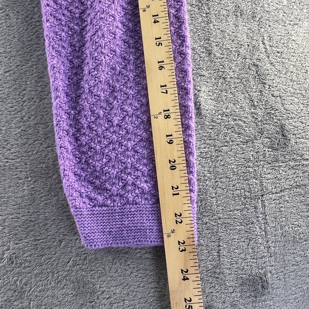 Cuddle Knit Vintage M Purple Cable Knit Cardigan Sweater USA Made Grandmacore - Picture 7 of 7